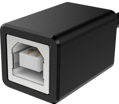 USB Type-B socket, at an angle