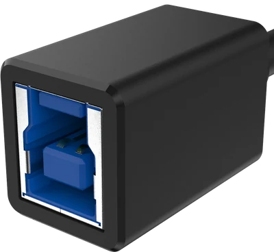 USB Type-B (SuperSpeed) socket, at an angle